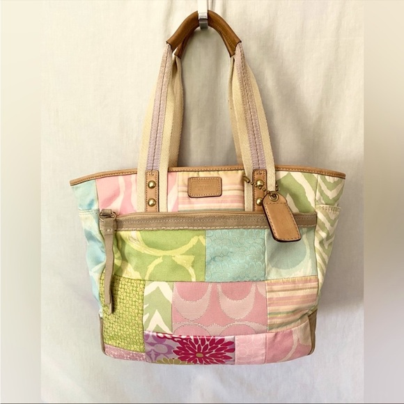 Coach Handbags - Vintage Coach Colorful Pastel Patchwork Boho Shoulder Bag